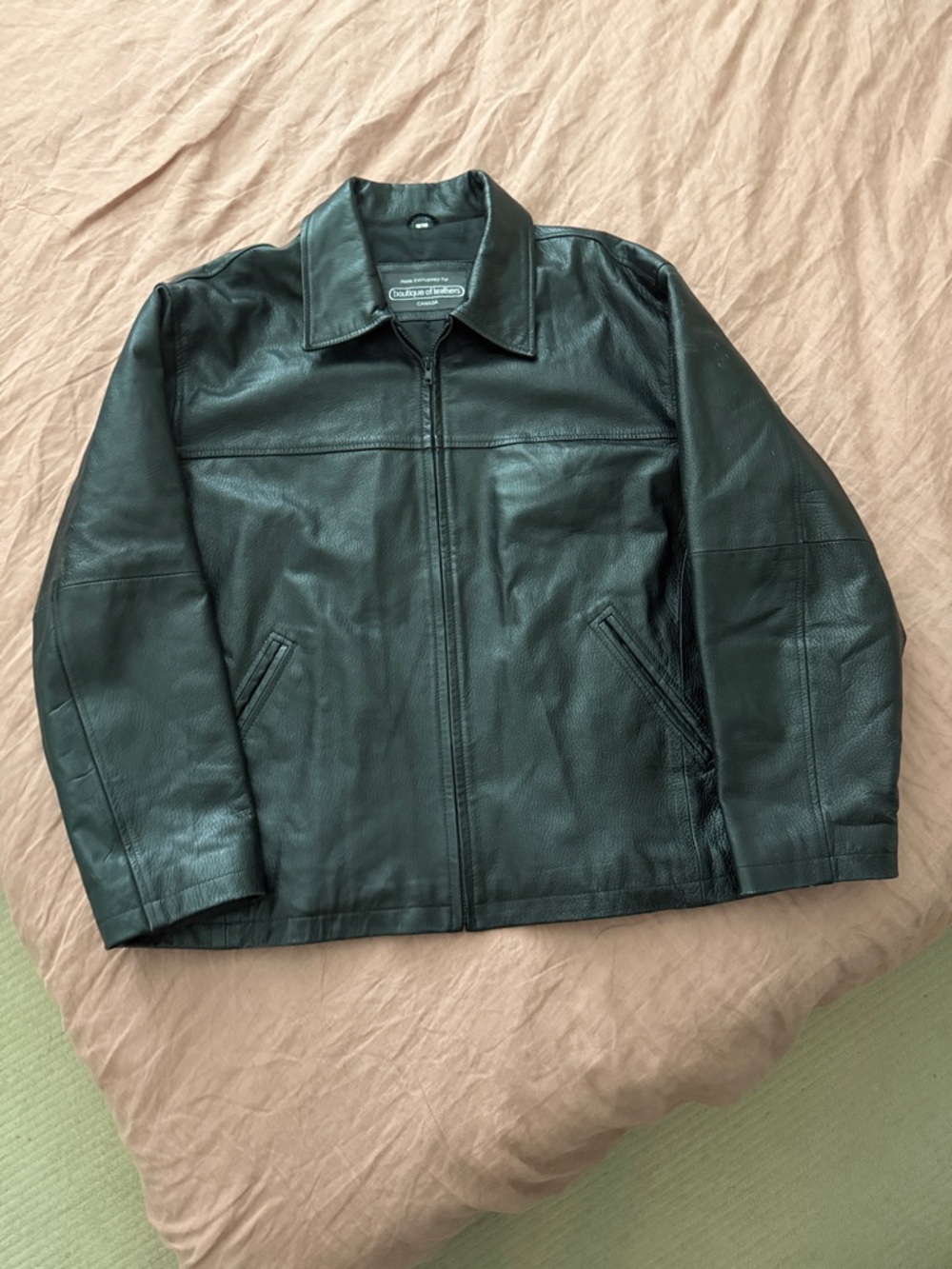 Plus Size Black Leather Zip-Front Jacket